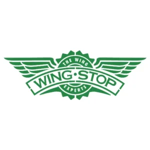 wingstop logo featuring stylized wings and bold text in green and white colors.